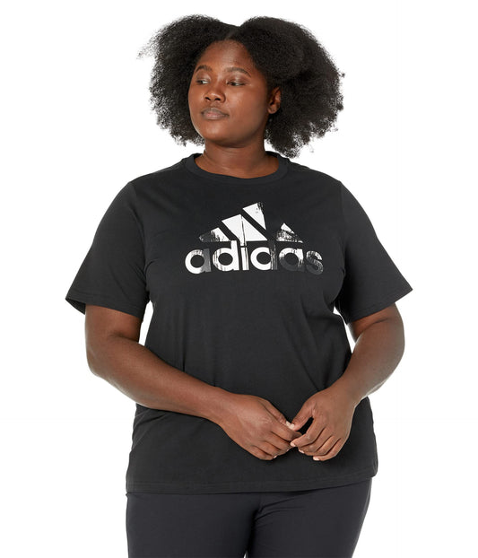 adidas Plus Size Brushstroke All Over Print Short Sleeve Tee Black/White 2X